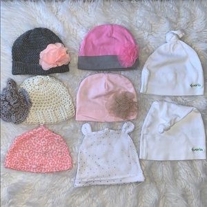 Bundle of 5 baby girl hats sizes 0-6months